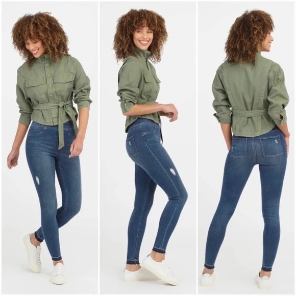 SPANX Distressed Ankle Skinny Jeans Size Medium - Picture 2 of 9